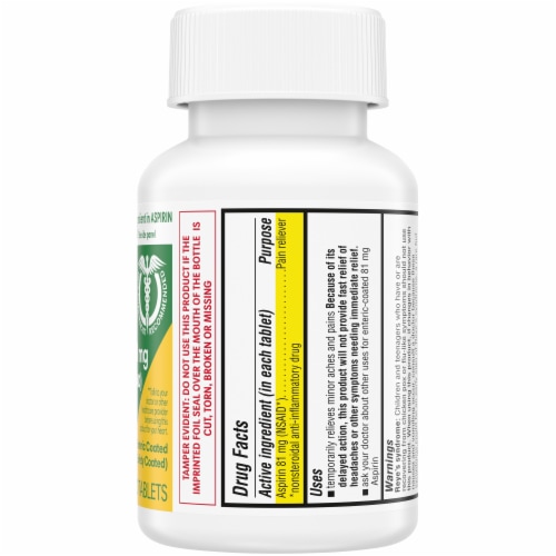 Kroger® Low Dose Aspirin Pain Reliever Enteric Coated Tablets 81mg Perspective: right