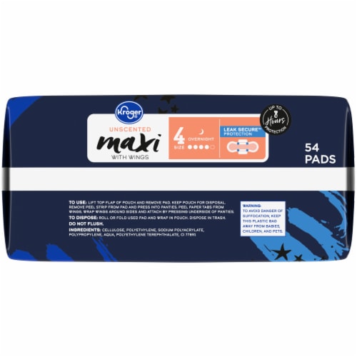 Kroger® Size 4 Unscented Winged Heavy Overnight Maxi Pads Perspective: right