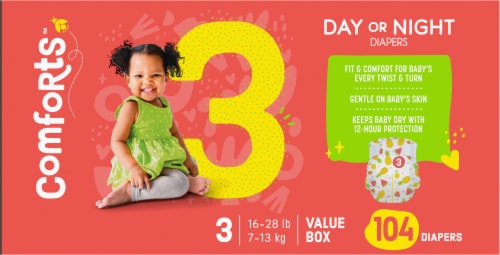 Comforts™ Day or Night Diapers Size 3 (16-28 lbs) Perspective: right