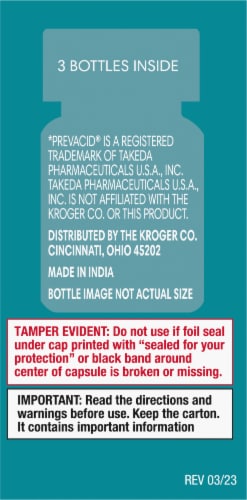 Kroger® 24 Hour Delayed-Release Lansoprazole Acid Reducer Capsules Perspective: right