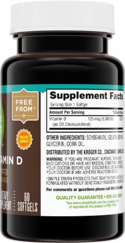 Simple Truth® Vitamin D3 Softgels 125mcg Perspective: right