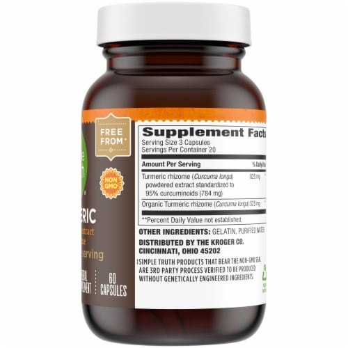 Simple Truth® Turmeric Herbal Supplement Capsules 1350mg Perspective: right