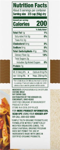 Simple Truth Organic™ 100% Whole Wheat Penne Rigate Pasta Perspective: right