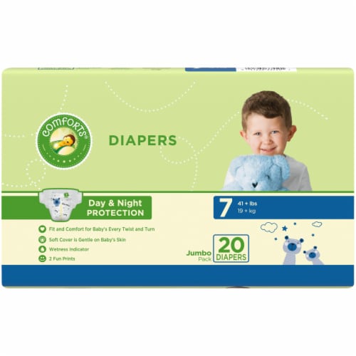 Diapers Size 7, 20 Count, Kroger Comforts Day Night Disposable Diapers, 41+  Pounds