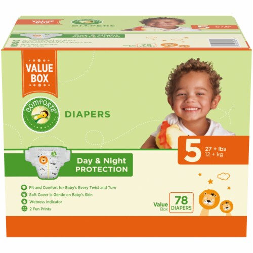 Comforts™ Day or Night Diapers Size 5 (27+ lbs) Perspective: right