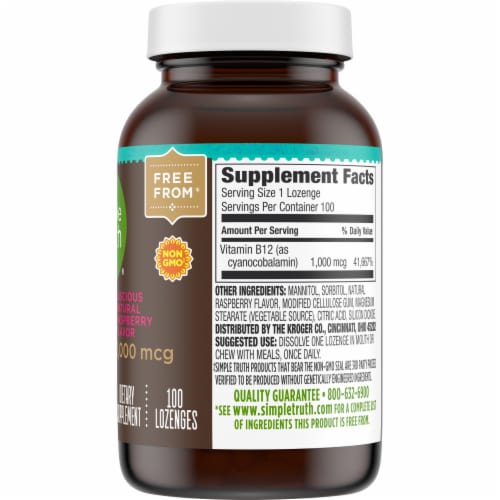 Simple Truth® B-12 Raspberry Flavor Lozenges Perspective: right