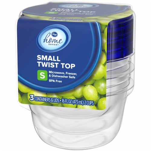 Kroger Home Sense Square BPA-Free Plastic Twist Top Food Storage Container - 3 pack Perspective: right