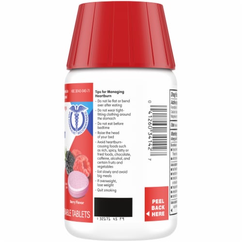 Kroger® Dual Action Complete Berry Flavor Acid Reducer + Antacid Chewable Tablets Perspective: right