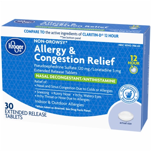 Kroger® 12 Hour Allergy & Congestion Relief Tablets Perspective: right
