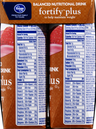 Kroger® Fortify Plus Strawberry Nutritional Drink Perspective: right