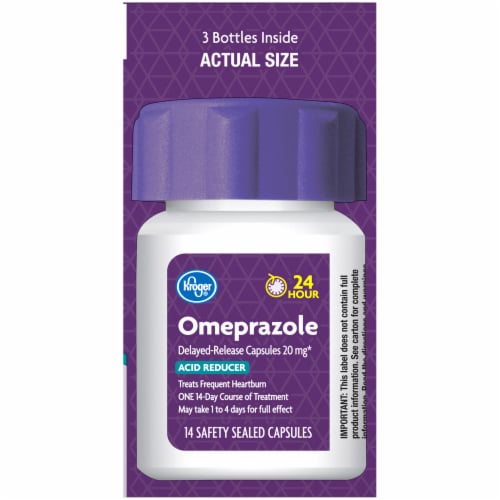 Kroger® Omeprazole Acid Reducer Capsules 20 mg 42 Count Perspective: right