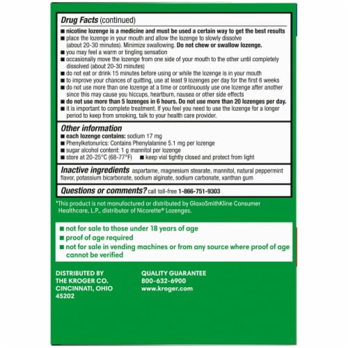Kroger® Mint Flavor Nicotine Lozenges 4mg Perspective: right