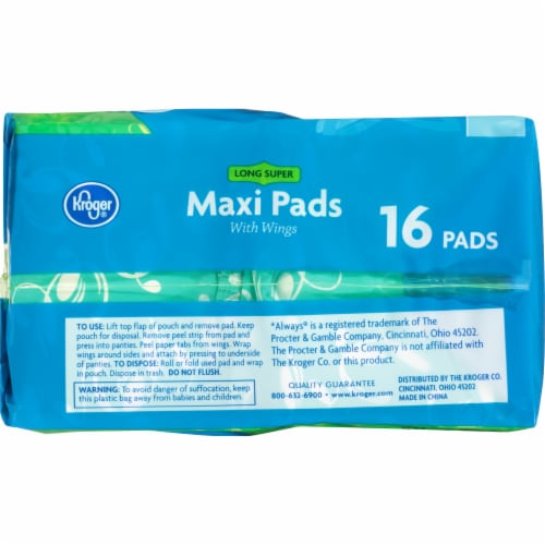 Kroger® Long Super Maxi Pads with Wings Perspective: right