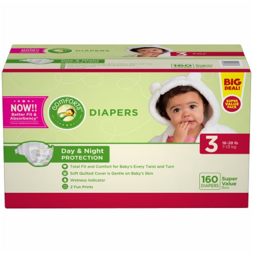 Comforts™ Day or Night Diapers Size 3 (16-28 lbs) BIG DEAL! Perspective: right