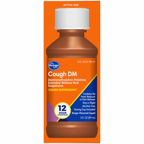 Kroger® Grape Flavored Liquid Cough DM Suppressant Perspective: right