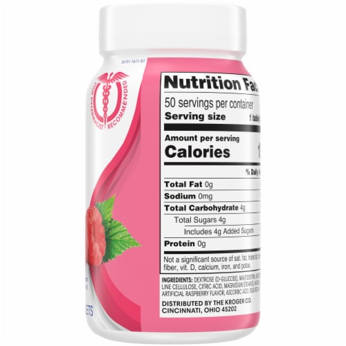 Kroger® Raspberry Flavored Glucose Chewable Tablets Perspective: right