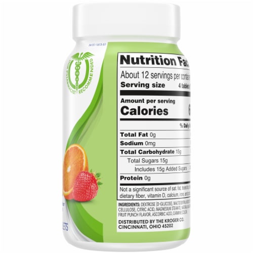 Kroger® Tropical Fruit Flavored Glucose Chewable Tablets Perspective: right