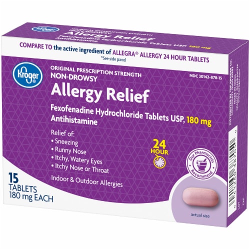 Kroger® 24 Hour Non-Drowsy Allergy Relief 180mg Perspective: right