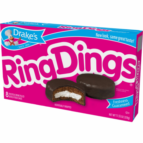 Drake's Ring Dings, 6 Boxes, 48 Individually Wrapped Ring-Shaped Devils Food Cakes Perspective: right