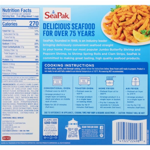 SeaPak Crunchy Breaded Clam Strips Perspective: right