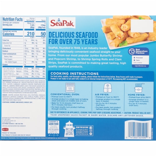 SeaPak Crunchy Shrimp Spring Rolls with Sweet Chili Sauce Perspective: right