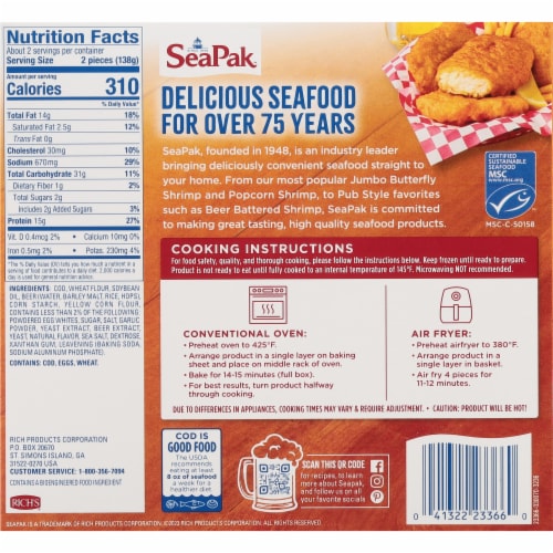 SeaPak Beer Battered Frozen Cod Perspective: right