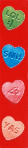 Sour Patch Kids Conversation Hearts Candy Perspective: right