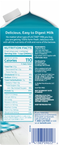 Lactaid® Lactose Free 1% Lowfat Milk Half Gallon Perspective: right