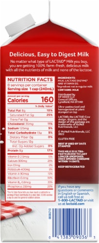 Lactaid 100% Lactose Free Whole Milk Perspective: right
