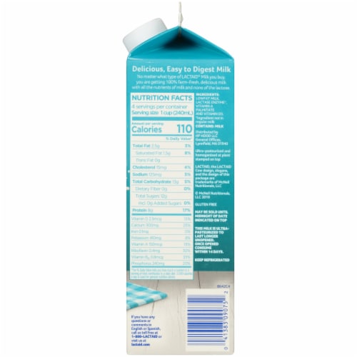Lactaid 100% Lactose Free 1% Lowfat Milk Perspective: right