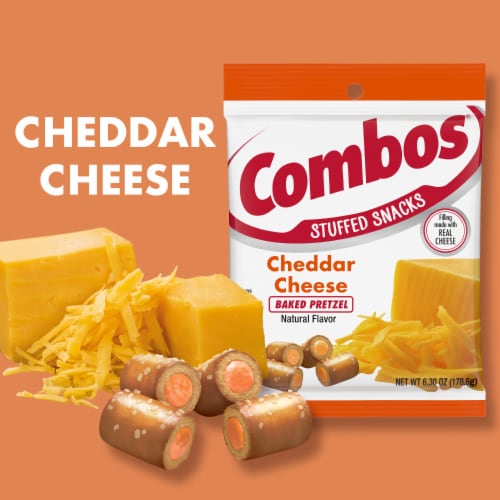 Combos Stuffed Snacks Cheddar Cheese Baked Pretzel Snacks Perspective: right