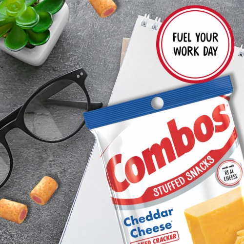 Combos Stuffed Snacks Cheddar Cheese Baked Cracker Snacks Perspective: right