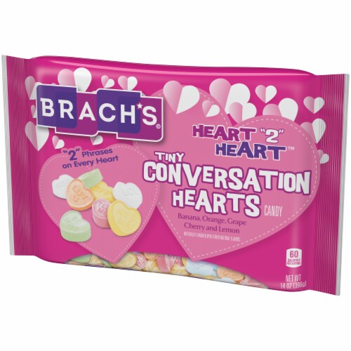 Brach's Heart 2 Heart Tiny Conversation Hearts Candy Valentine Perspective: right