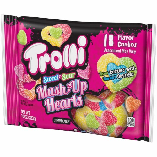 Trolli® Sweet & Sour Mash-Up Hearts Gummi Candy Valentine Perspective: right