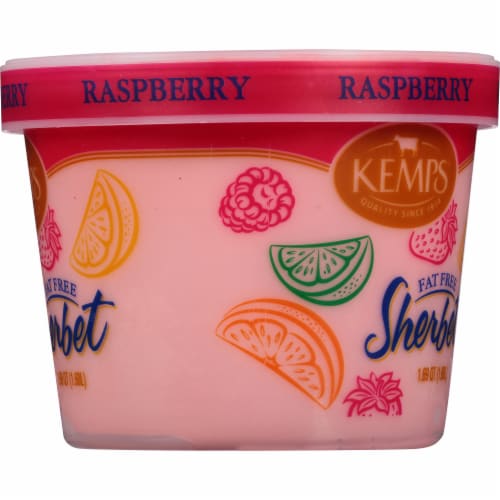Kemps Fat Free Raspberry Sherbet Tub Perspective: right