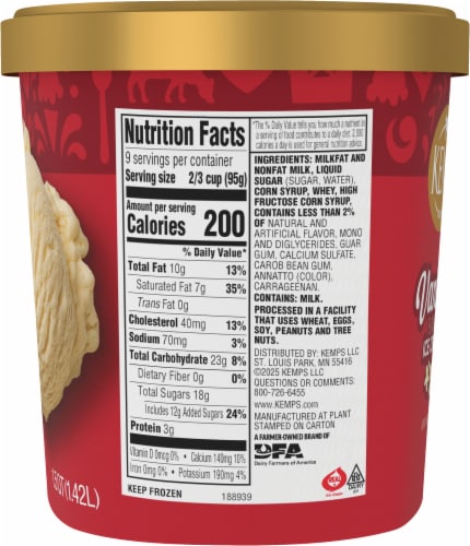 Kemps® Old Fashioned Vanilla Ice Cream Tub Perspective: right