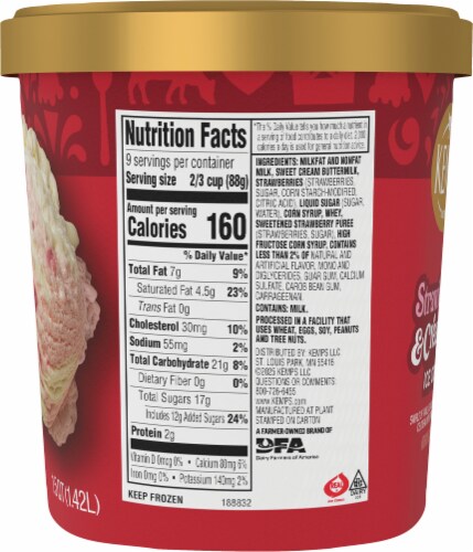 Kemps® Old Fashioned Strawberry & Crème Ice Cream Tub Perspective: right