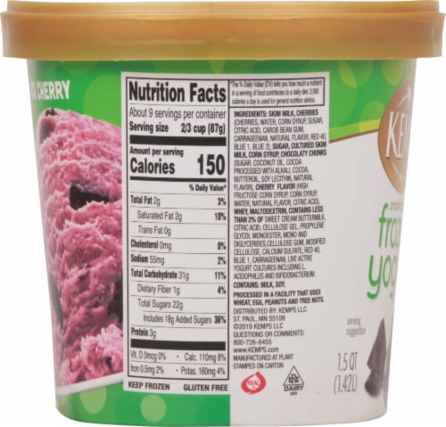 Kemps Black Jack Cherry Frozen Yogurt Tub Perspective: right