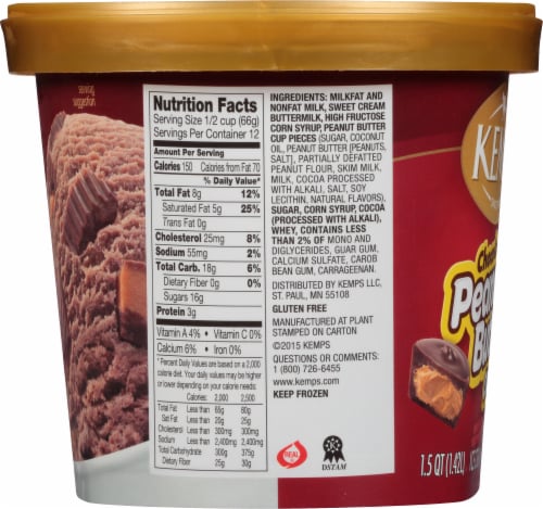 Kemps Chocolate Peanut Butter Cup Ice Cream Tub Perspective: right
