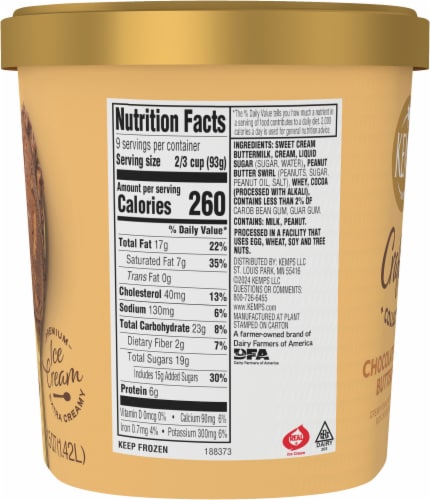 Kemps® Simply Crafted Chocolate Peanut Butter Bliss Ice Cream Tub Perspective: right