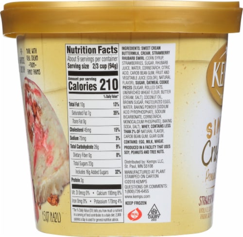 Kemps® Simply Crafted Strawberry Rhubarb Cobbler Ice Cream Tub Perspective: right