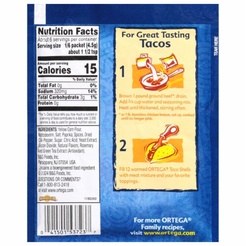 Ortega Taco Original Seasoning Mix, Kosher Perspective: right