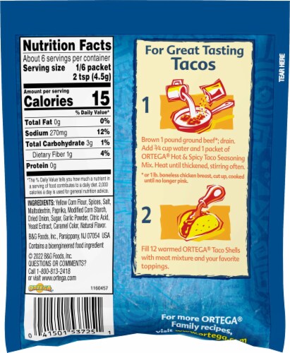 Ortega Taco Hot & Spicy Seasoning Mix Perspective: right