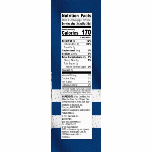 Ortega Indianapolis Colts Tailgate Taco Shells 10 ea Perspective: right