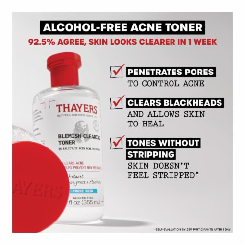 Thayers Natural Remedies Witch Hazel Blemish Clearing Toner Alcohol Free Perspective: right