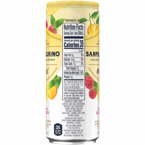 S. Pellegrino® Momenti™ Lemon and Raspberry Flavored Sparkling Water Perspective: right