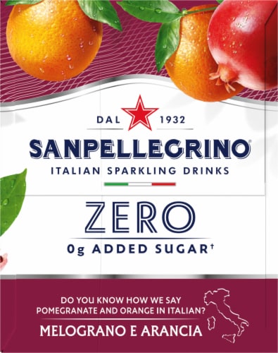 Sanpellegrino Italian Sparkling Drink Zero Sugar Pomegranate and Orange Perspective: right