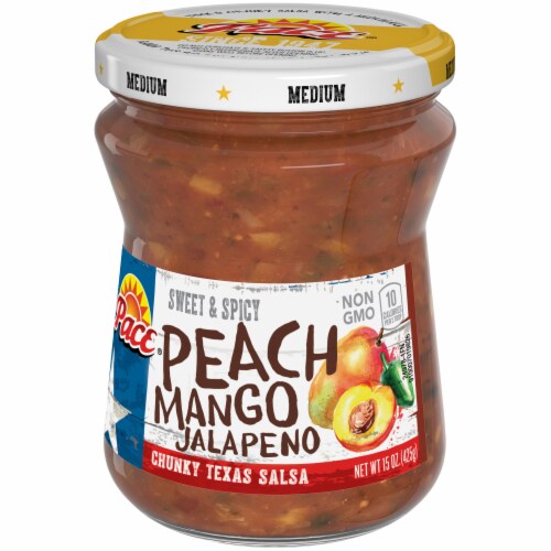 Pace  Sweet & Spicy Peach Mango Jalapeno Chunky Texas Salsa Perspective: right