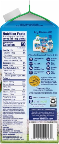 Almond Breeze® Dairy Free Original Almond Milk Half Gallon Perspective: right