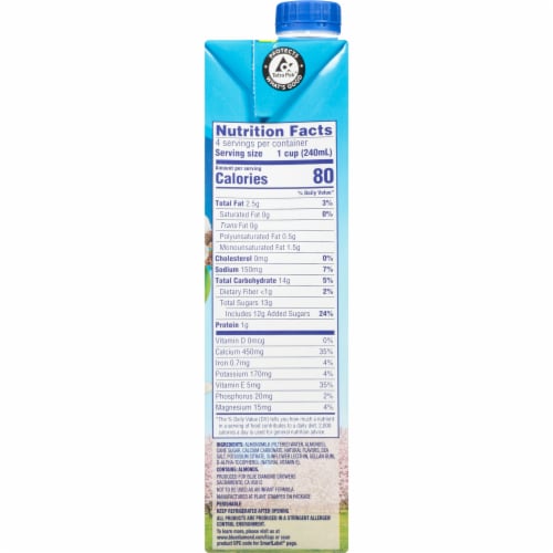Almond Breeze® Dairy Free Shelf Stable Vanilla Almond Milk Quart Perspective: right